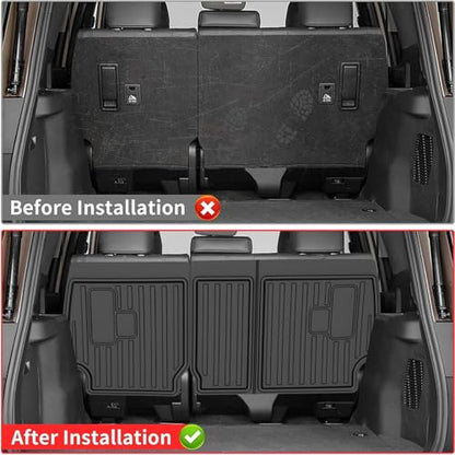AOMSAZTO Floor Mats and Cargo Mat Backrest Mat Compatible with Toyota Land Cruiser & Lexus GX550 2024 2025 - All Weather TPE Waterproof Anti-Slip Floor Liner and Trunk Mat Car Mat (Only for 5 Seat) - style: 2024-2025 | For Toyota Land Cruiser | Full Set