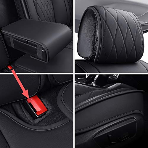 Aierxuan Rear Back Seat Covers Waterproof Leather Universal Fit Compatible with Honda Toyota Ford Kia Hyundai Jeep VW Audi Benz Chevy Nissan, Split Bench 60/40 or 50/50 (Rear Seat/Black) - color: Rear Seat/Black