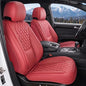 Car Seat Covers Full Set, Red Faux Leather Seat Protectors, Breathable with Lumbar Support, Wear-Resistant Universal Fit for Most Cars Trucks SUV