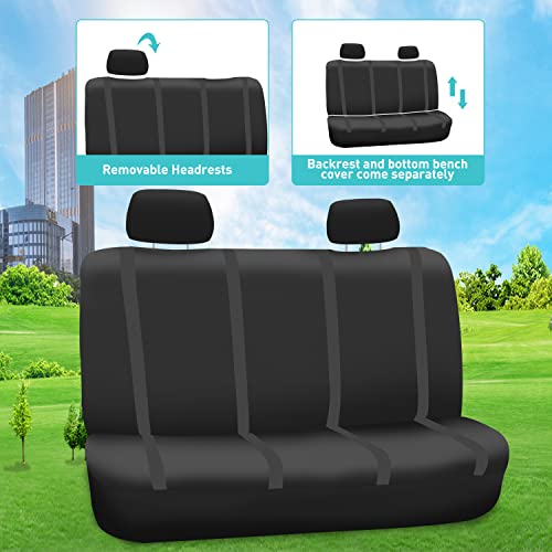 FH Group Car Seat Covers Full Set Cloth - Universal Fit Automotive Covers, Low Back Front Solid Cover, Washable Cover for SUV, Sedan and Van Black - color: Black, size: Full Set