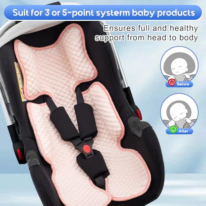 Baby Car Seat Cooling Pad, Mink Dot Carseat Cooler Mat for Girls Boys, Stroller Pad with 3D Breathable Mesh, Multifunctional Infant Insert Liner for Summer - color: Pink