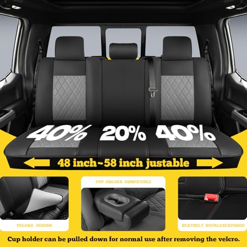 LINGVIDO Car Seat Covers Full Set (5 Seats) - Premium Perforated Nappa Leather, Waterproof Shield, Omni-Adapt Fit SUVs Sedans, Ultimate Family & Pet Protection - color: Black & Gray (B), size: Full Set (5 Seats)