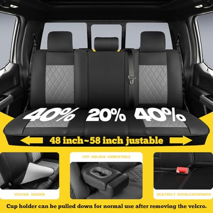 LINGVIDO Car Seat Covers Full Set (5 Seats) - Premium Perforated Nappa Leather, Waterproof Shield, Omni-Adapt Fit SUVs Sedans, Ultimate Family & Pet Protection - color: Black & Gray (B), size: Full Set (5 Seats)