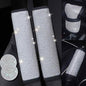 4PCS White Bling Car Seatbelt Strap Covers with Shift Gear Knob Cover & Handbrake Cove for Women Girls - Crystal Rhinestone Velvet Shoulder Pad Protector - Diamond Shine Safety Shoulder Pad - color: B-Sliver 4