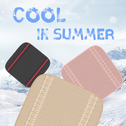 Car Seat Cover Bottom Only – Linen Fabric Breathable Cooling Cushion Pad for Front Seats, Universal Fit for SUVs, Trucks, and Cars, Tan with Stripe - color: Tan-Stripe