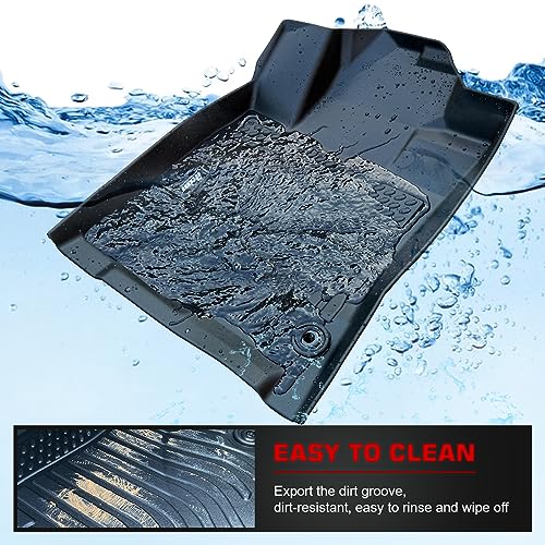 IKON MOTORSPORTS 3D TPE Floor Mats, Compatible with 2012-2015 Honda Civic Sedan 4-Door, All Weather Waterproof Anti-Slip Floor Liners, Front & 2nd Row Full Set Car Interior Accessories, Black