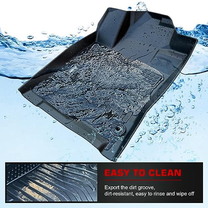 IKON MOTORSPORTS 3D TPE Floor Mats, Compatible with 2012-2015 Honda Civic Sedan 4-Door, All Weather Waterproof Anti-Slip Floor Liners, Front & 2nd Row Full Set Car Interior Accessories, Black