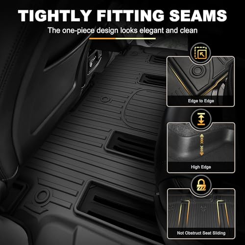 Floor Mats Fit for 2008-2017 Buick Enclave 7-Seat (Only for 2nd Row Bucket Seats Models) Custom Fit All Weather TPE Floor Mats and Cargo Liner with Backrest Mat for Buick Enclave Accessories, Black - style: (2) 2008-2018 Enclave | Floor Mats & Cargo Mat &
