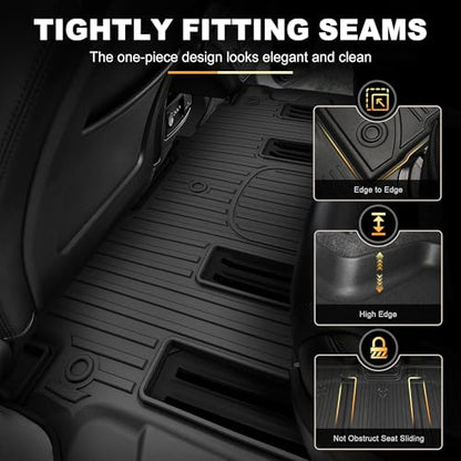 Floor Mats Fit for 2008-2017 Buick Enclave 7-Seat (Only for 2nd Row Bucket Seats Models) Custom Fit All Weather TPE Floor Mats and Cargo Liner with Backrest Mat for Buick Enclave Accessories, Black - style: (2) 2008-2018 Enclave | Floor Mats & Cargo Mat &