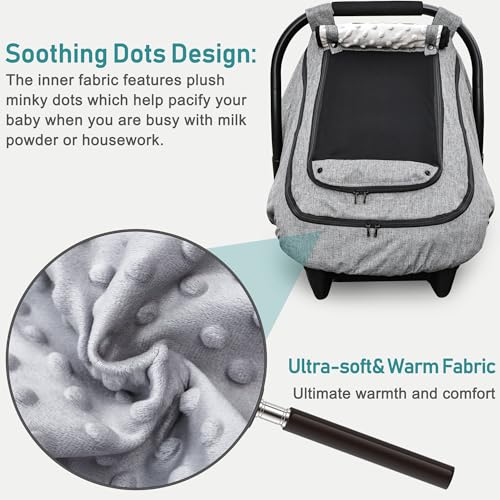 Waterproof Baby Car Seat Cover，YVMVDV Patented Cold Weather Carseat Cover for Babies,Infant Car Seat Cover Canopy for Boy Girls,Windproof Car Seat Canopy for Boys & Girls, Keeps Babies Warm - color: Thick-Gray