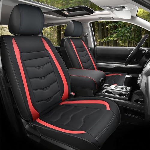 Nilight Car Seat Covers Compatible with 2008-2024 Tundra Waterproof Wear-Resistant Faux Leather Anti Slip Cushion Set (2 PCS Front Seats Cover) - color: Front Sets 2 Seat, style: Toyota Tundra 2008-2024