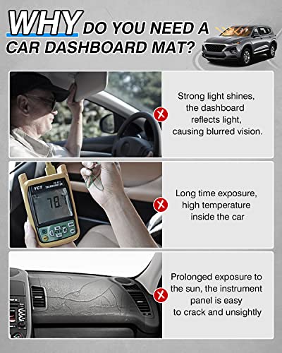CARTIST Dashboard Cover Custom Fit for Hyundai Santa Fe 2019 2020 2021 2022 2023 Accessories Dash Cover Mat Pad Black （Without HUD） - size: Hyundai Santa Fe 2019-2023（Without HUD）