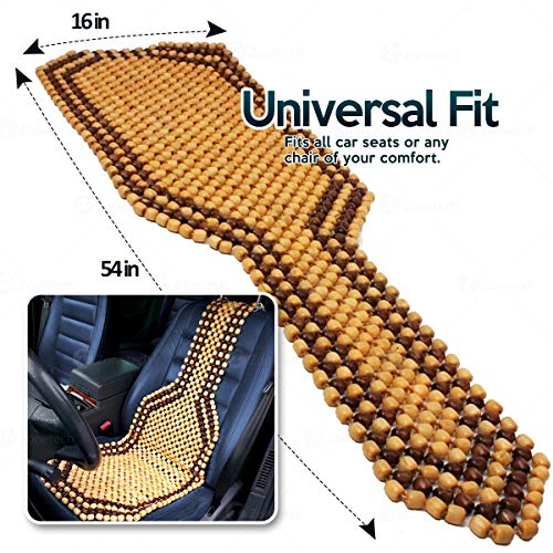 ZONETECH Beaded Seat Cover for Cars Cooling, Massage Cushion, Natural Wooden Beads for Semi Truck, Trailer, Car, Two-Tone, Double Strung (1-Pack) - size: 1 PACK