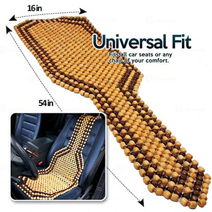 ZONETECH Beaded Seat Cover for Cars Cooling, Massage Cushion, Natural Wooden Beads for Semi Truck, Trailer, Car, Two-Tone, Double Strung (1-Pack) - size: 1 PACK