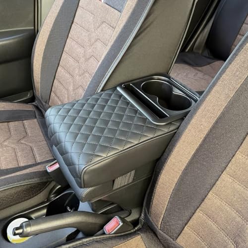 Car Center Console Armrest Pillow with Cup Holder (13.77"*8.26"*2.95") & Phone Holder Waterproof Leather Arm Rest Protector Cushion Car Accessories (Diamond Pattern) - color: Diamond Pattern