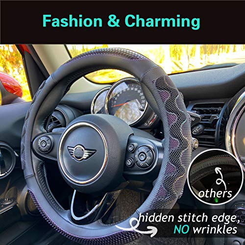 PINCTROT Small Size Steering Wheel Cover Great Grip with 3D Honeycomb Anti-Slip Design, 14 Inch (Purple) - color: 5.Purple, size: Small Size[14''-14 1/4'']