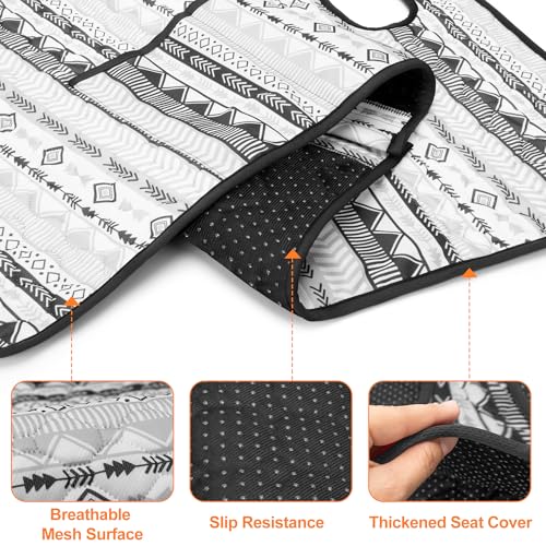 Golf Cart Seat Covers, Universal Golf Cart Seat Towel Blanket with 4 Front Pockets & Nonskid Bottom Fits for EZGO, Yamaha, Club Car and More 2 Person Seats Golf Carts - color: Grey Geometry
