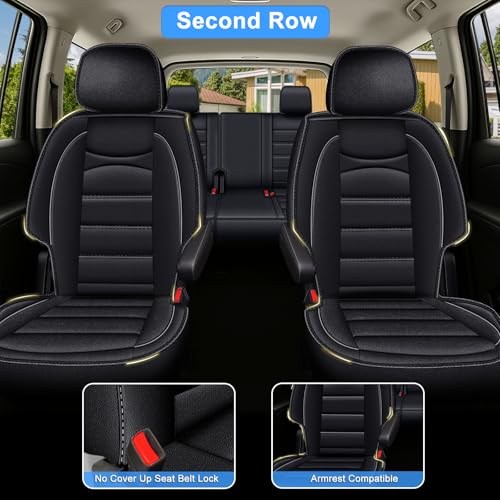 IKABEVEM Car Seat Covers Fit for GMC Yukon 2021-2025 2026: Full Set Luxury Leather Automotive Seat Covers, Car Seat Protector(8 Seats, Black)