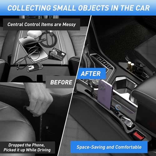 Car Seat Gap Filler 2Pack, Inserts Between Seats Console with Organizer Storage Upgraded Phone Holder Car Side Seat Gap Fillers Cars Front Seats Fill Plug Car Essentials for Vehicle SUV Truck (Black) - color: Black