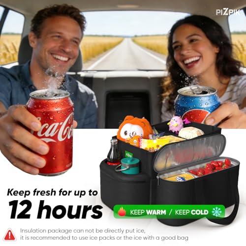 Large Car Seat Organizer with Removable Cooler Bag for the Front or Back Seat for Kids and Adults.Versatile for Use in Multiple Scenarios.