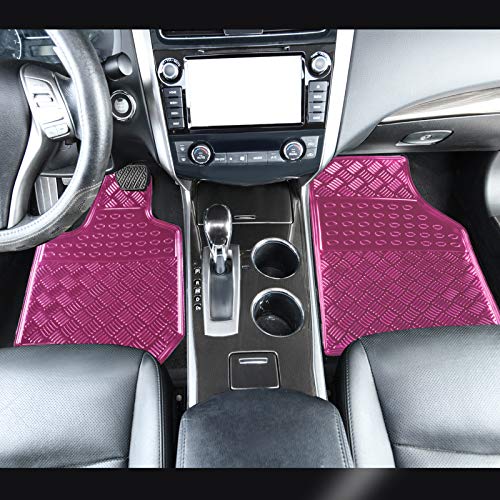 All Weather Aluminum Universal Fit Car Floor Mats Fit for Sedan, SUVS, Truck and Vans Set of 4 (Pink)
