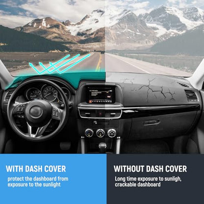Dashboard Cover Mat for Mazda 2012-2016 CX-5 CX5 Accessories (Without HUD) Black Flannel Material Anti-Slip Dash Cover Mat Sunshade Glare UV Rays Protector - size: for Mazda 2012-2016 CX-5