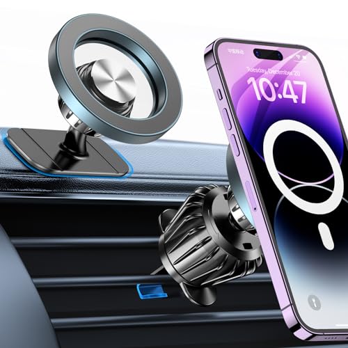 for Magsafe Car Mount【20 Strong Magnets】Magnetic Phone Holder for Car Phone Holder Mount Dash Mounted Holders Cell Phone Holders for Your Car Accessories for Women Men for iPhone 17 16 15 14 - color: Metal Gray