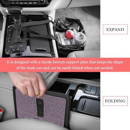 Car Foldable Trash Can, Bling Rhinestone Oxford Garbage Container Hanging Waterproof Organizer, Mini Crystal Dustbin Waste Basket Leakproof Trash Bin for Car Office Kitchen (Light Pink) - color: Light Pink