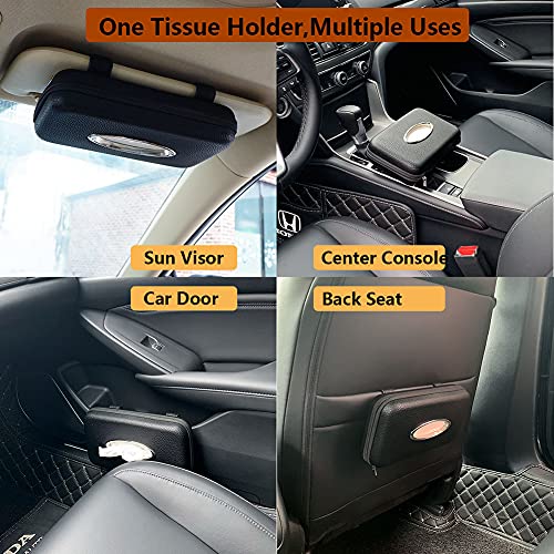 Car Tissue Holder, Sun Visor Napkin Holder, Car Visor Tissue Holder, PU Leather Backseat Tissue Case Holder for Car,Vehicle (Black) - color: Black