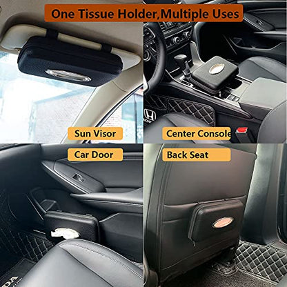 Car Tissue Holder, Sun Visor Napkin Holder, Car Visor Tissue Holder, PU Leather Backseat Tissue Case Holder for Car,Vehicle (Black) - color: Black