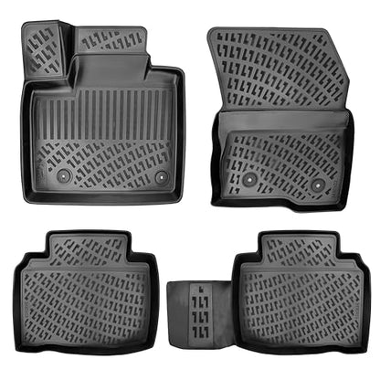 RizLiner Ford Edge 2015-2024 & Edge ST 2019-2024 Floor Mats 3D Custom Fit Compatible with Ford Edge & Edge ST Rubber Car Mats Laser Measured Floor Liners All Weather Waterproof TPE (Front & Rear) - size: Edge 2015 - 2024 / Edge ST 2019 - 2024