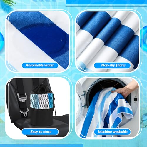 Hahafelt Car Seat Towel Covers with Storage Bag, 63 x 32 Inch Universal Non Slip Waterproof Sweat Protector for Car Truck, Gym Swimming Running, Machine Washable(2 Pack,Blue Vertical Stripes) - style: Blue Vertical Stripes
