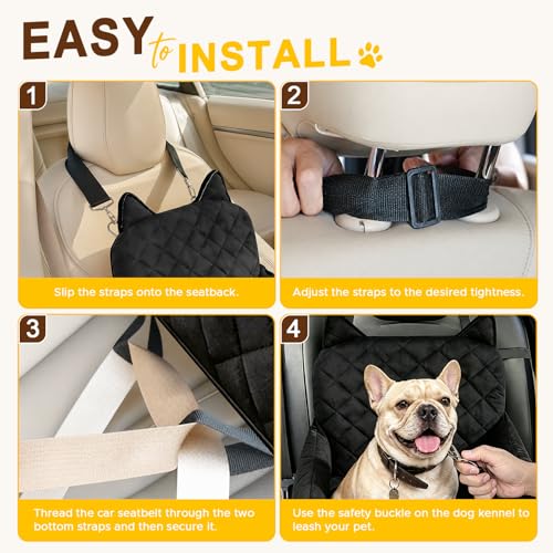 Dog Booster Car Seats for S/M Dogs Up to 35lbs,Pet Car Seat/Travel Bed with Washable&Removable Cover,Storage Pockets,Dog Safety Belt and Elevated Cushion Fits in Front/Back Seat - color: Black