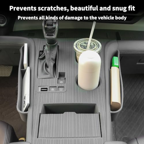 Center Console Cover with Organize for Toyota Sienna 2021-2026 Central Control Gear Shift Panel Trim Cover Silicone Panel Frame(Gray) - size: Center Console Cover