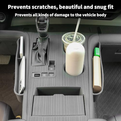Center Console Cover with Organize for Toyota Sienna 2021-2026 Central Control Gear Shift Panel Trim Cover Silicone Panel Frame(Gray) - size: Center Console Cover