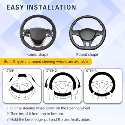 Car Steering Wheel Cover, 13 to 14.17 inches Non-Slip Silicone Steering Wheel Protector, Car Accessories Thin Soft Leather Texture Steering Wheel Protective Cover for Most Cars (Sky Blue) - color: Sky Blue