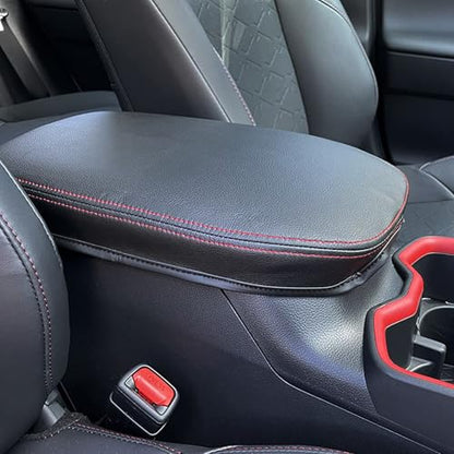 Center Console Cover for Toyota RAV4 2025 2024 2023 2022 2021 2020 2019 - Leather Middle Armrest Cover for Toyota RAV4 Interior Accessories (Red Stitches) - size: 4) 19-25 |RAV4| Red Stitching,Thin Size