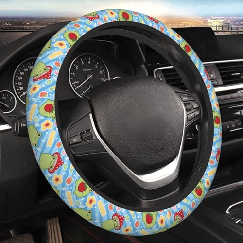 Happy Frog Elastic Steering Wheel Cover Non-Slip Breathable Steering Wheel Protector Fit Auto, SUVs, Truck - color: Happy Frog