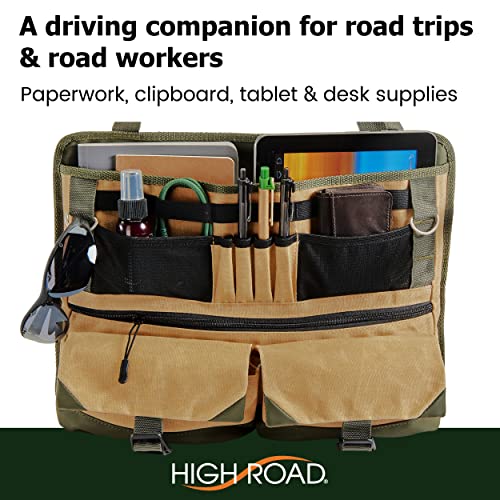 High Road Front Seat Organizer with Laptop Sleeve, Filing, Electronic and Work Supply Compartments, 12 pocket Car Office Passenger Seat Organizer - size: 12-pocket
