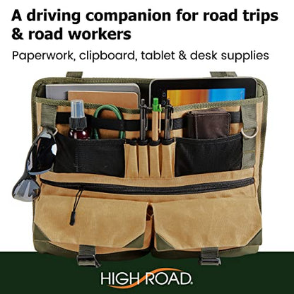 High Road Front Seat Organizer with Laptop Sleeve, Filing, Electronic and Work Supply Compartments, 12 pocket Car Office Passenger Seat Organizer - size: 12-pocket
