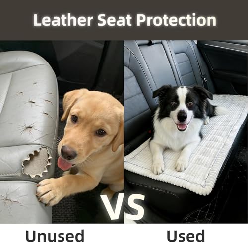 Dog Car Seat Cover, Pet Couch Covers for Car and Sofa, Non-Slip Backseat Pet Bed Mat, Machine Washable, Soft Plush Travel Seat Protector with Portable Storage Bag (White,23.6''×70'') - color: White, size: 23.6''×70''