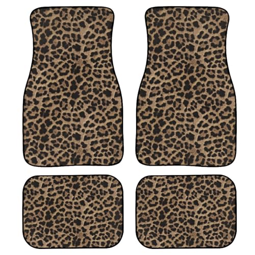 Brown Leopard Print Car Floor Mats Universal Abstract Cheetah Pattern Wild Animal Skin Texture Floor Mats for Cars Front Rear Car Foot Mats Rugs Cute Car Accessories for Trucks SUV Sedans - color: Brown
