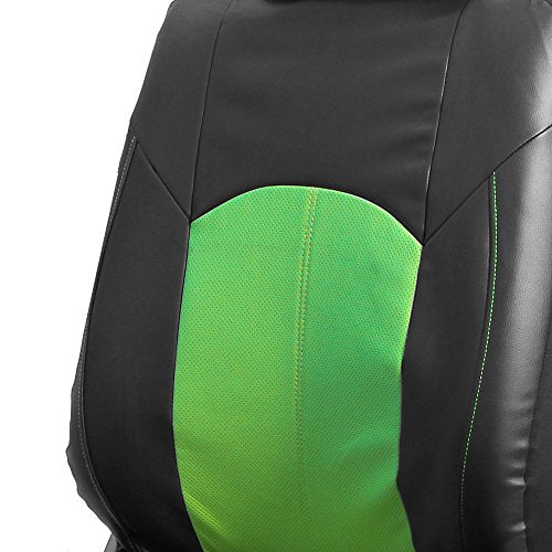 FH Group Highest Grade Faux Leather Split Bench Seat Cover, Rear Set – Universal Fit for Cars Trucks & SUVs (Green/Black) PU008013 - color: Green, size: Rear Set