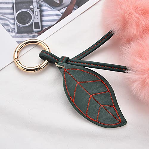 Cute Faux Rabbit Fur Ball Pom Pom Keychain Car Key Ring Handbag Tote Bag Pendant Purse Charm - color: Cherry-red