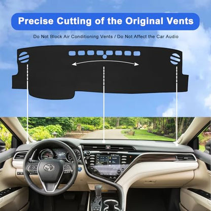 Dashboard Dash Cover Mat for Toyota Camry 2018 2019 2020 2021 2022 2023 Polyester Custom Fit Toyota Camry Accessories Dash Cover Black Trim (Camry 2018-2023, Black) - size: Toyota Camry 2018-2023
