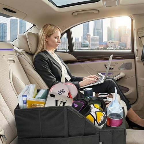 Global Cart Back Seat Car Organizer with 11 Storage Compartments and 2 Cup Holders - Car Seat Organizer for Kids, Travelling, Camping & Household Stuff