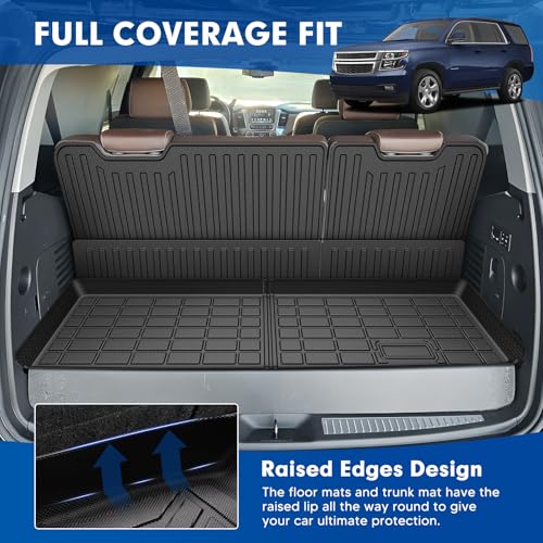 Mixsuper Cargo Liner for Chevy Tahoe 2015-2020, Cargo Mat Backrest Mat for Tahoe, All Weather Trunk Mat Backrest Mat TPE Back Seat Cover Protector for Tahoe Accessories - size: 15-20 |Tahoe| Cargo & Backrest Mat