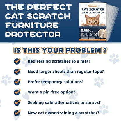 16PCS Large Anti Cat Scratch Furniture Protector for Sofa, Doors, Couch Corner Protectors from Cats Claws Scratching, Heavy Duty Anti-Claw Shield for Fabric Sofas