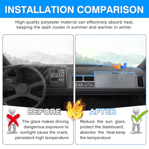 Autorder Gray Dashboard Cover Mat for 1988-1994 Chevy Chevrolet Silverado/GMC Sierra C/K 1500 2500 3500 Pickup Truck/1992-1994 GMC Yukon/Chevy Blazer Suburban Accessories Dash Cover Polyester Dash Mat - size: Gray 1988-1994 Silverado