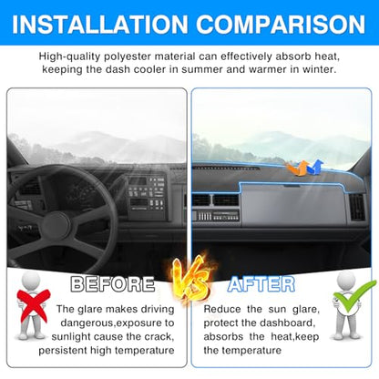 Autorder Gray Dashboard Cover Mat for 1988-1994 Chevy Chevrolet Silverado/GMC Sierra C/K 1500 2500 3500 Pickup Truck/1992-1994 GMC Yukon/Chevy Blazer Suburban Accessories Dash Cover Polyester Dash Mat - size: Gray 1988-1994 Silverado